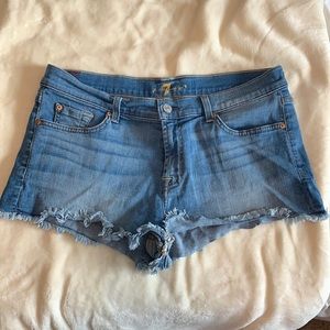 7 for All Mankind frayed hem denim shorts